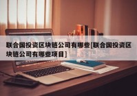 联合国投资区块链公司有哪些[联合国投资区块链公司有哪些项目]